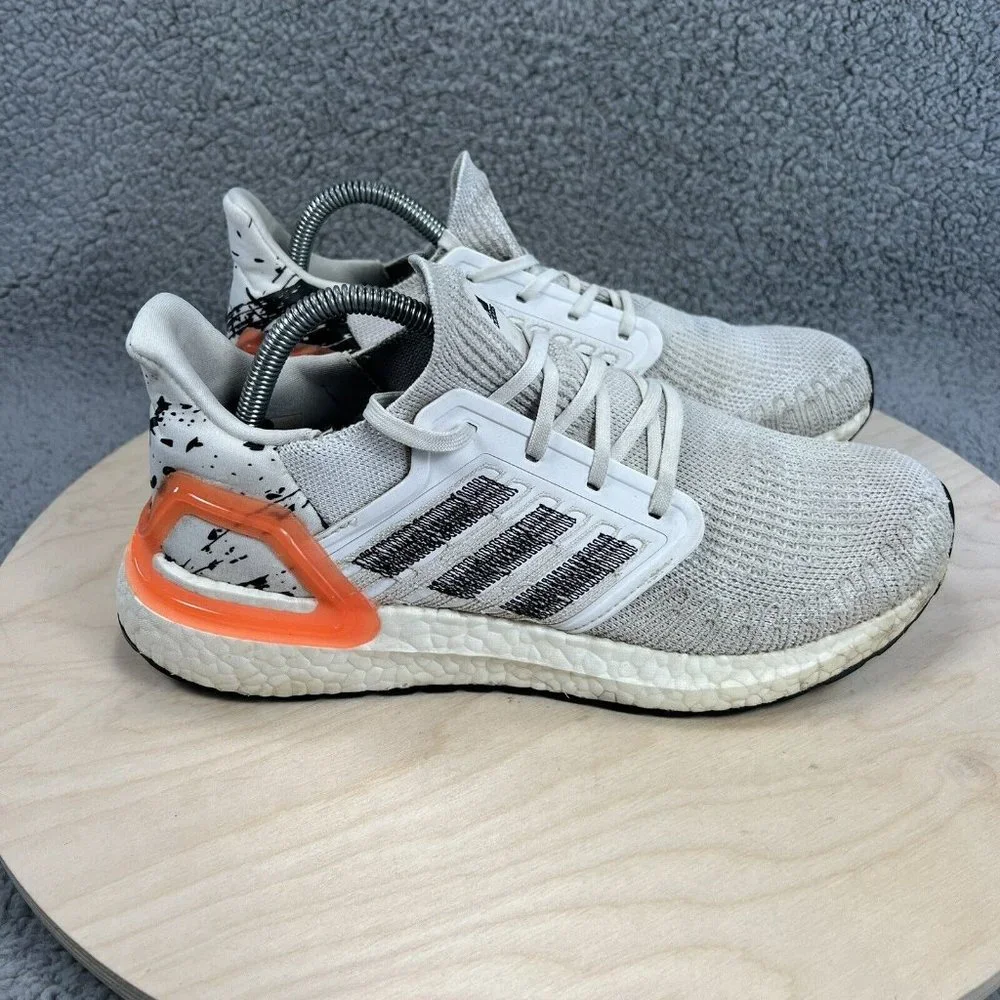 Adidas Ultraboost 20 Mens Shoes Size 9 Knit Sneakers White Orange Running